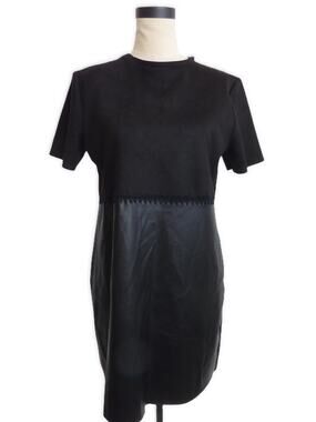 NWT Zara Black Faux Leather and Suede Dress Size M